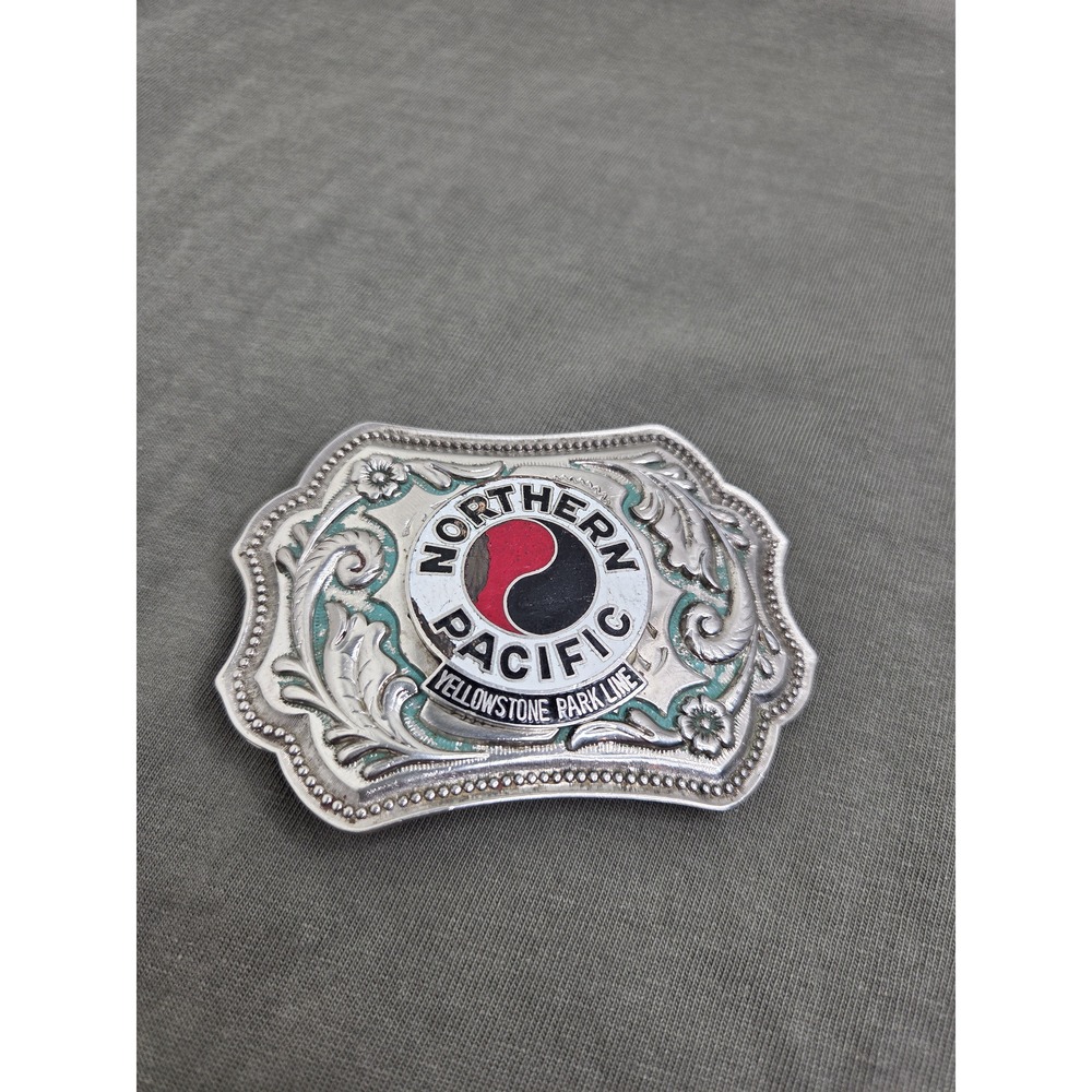 Northern Pacific Railway Yellowstone Monad Enamel Belt Buckle